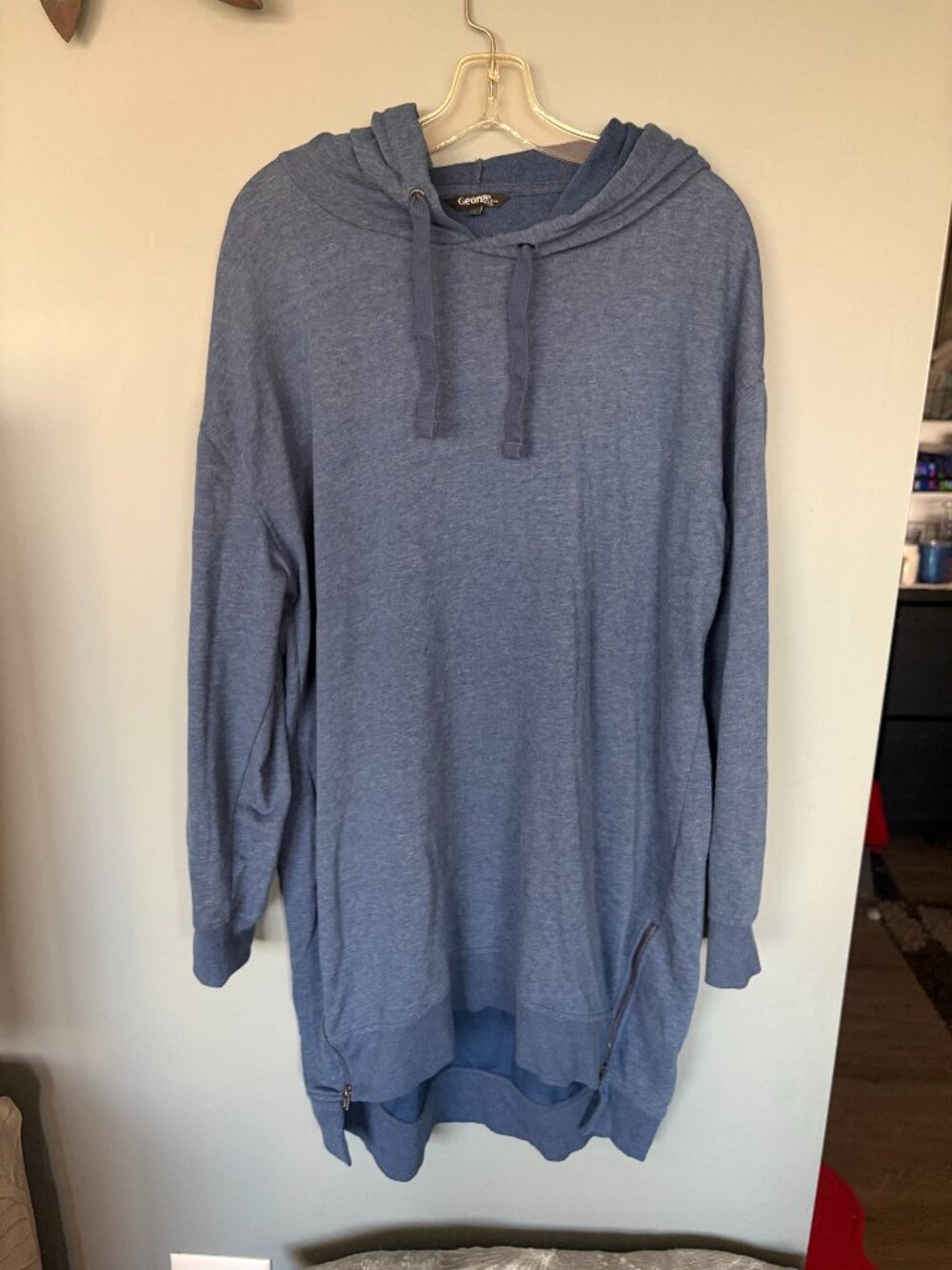 Women's 2XL Casual Hooded Sweater Dress with Zipper Accents